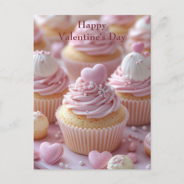Cupcakes with heart Valentine's Day Postcard (Front)