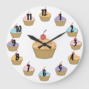 Cupcakes with Sprinkles Large Clock