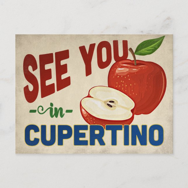 Cupertino California Apple - Vintage Travel Postcard (Front)
