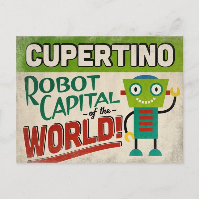 Cupertino California Robot - Funny Vintage Postcard (Front)