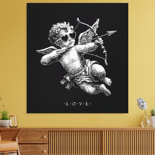 Cupi of Love B&W Canvas Print (Insitu(LivingRoom))