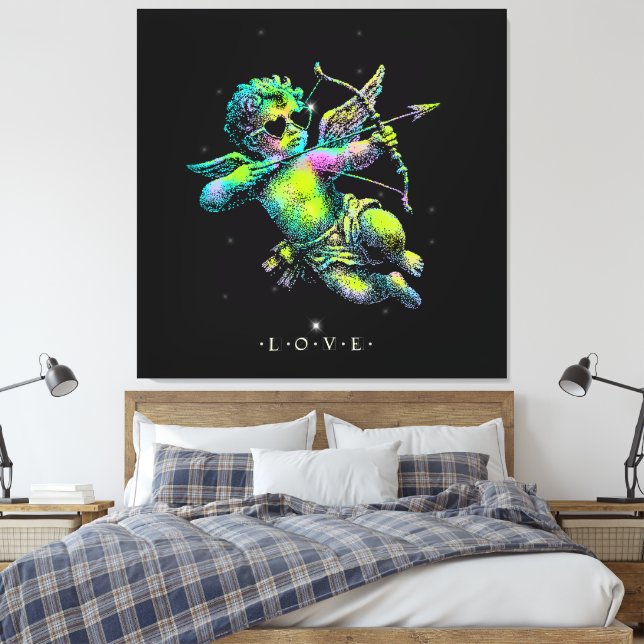 Cupi of Love Neon Canvas Print (Insitu(Bedroom))
