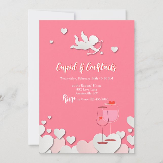 Cupid and Cocktails Party Invitations (Front)