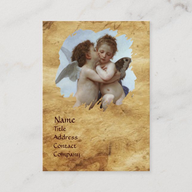 Cupid and Psyche as Children  Parchment Business Card (Front)