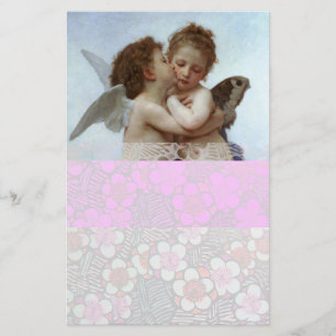 Cupid and Psyche as Children ,pink white Stationery