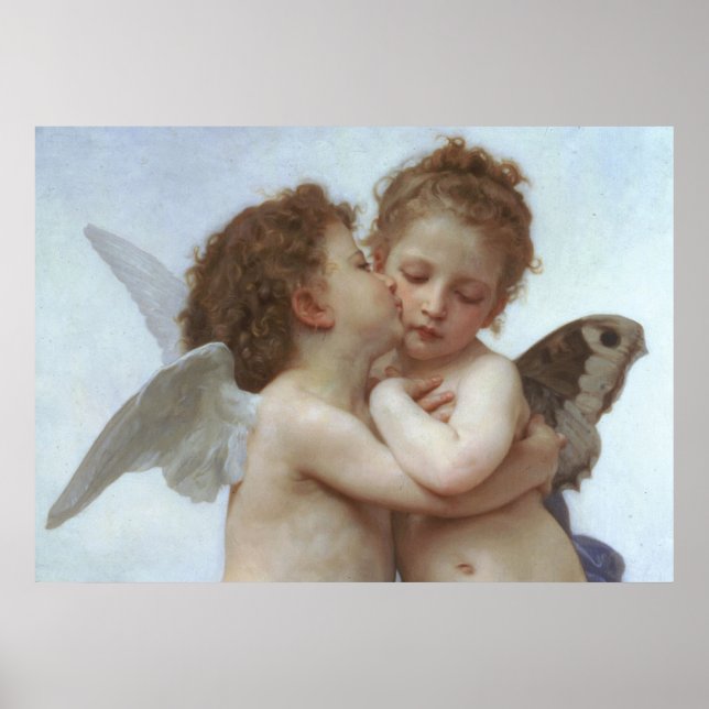 Cupid and Psyche as children - William Bouguereau Poster (Front)