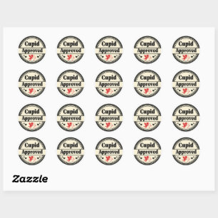 Cupid Approved Love Classic Round Sticker