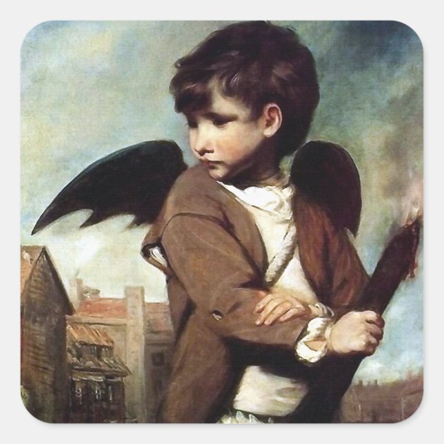 Cupid as a Link Boy Square Sticker (Front)