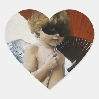 Cupid at the Masked Ball Heart Sticker