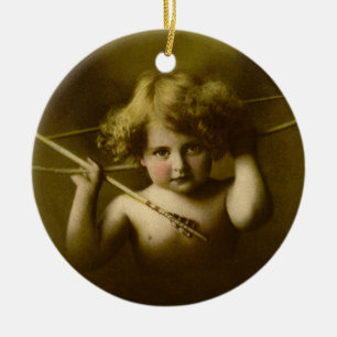 Cupid Awake Lithograph Ceramic Tree Decoration
