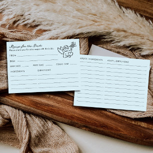 Cupid Blue Bridal Shower Recipe For The Bride Enclosure Card