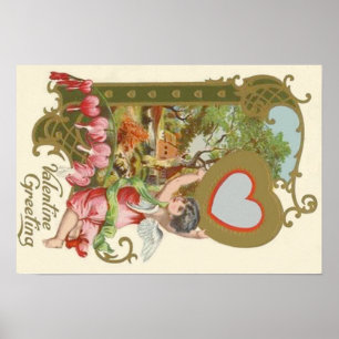 Cupid Cherub Angel Heart Cottage Poster