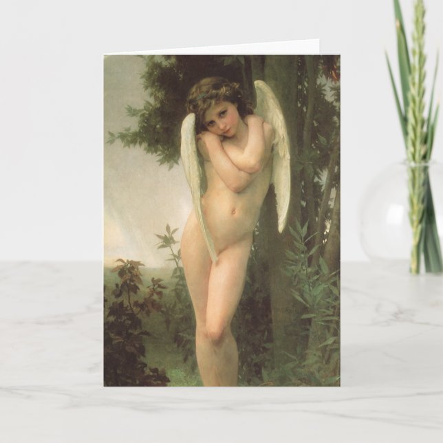 Cupid (Cupidon) Angel Portrait by Bouguereau Holiday Card (Front)