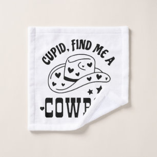 Cupid Find Me A Cowboy Western Wash Cloth