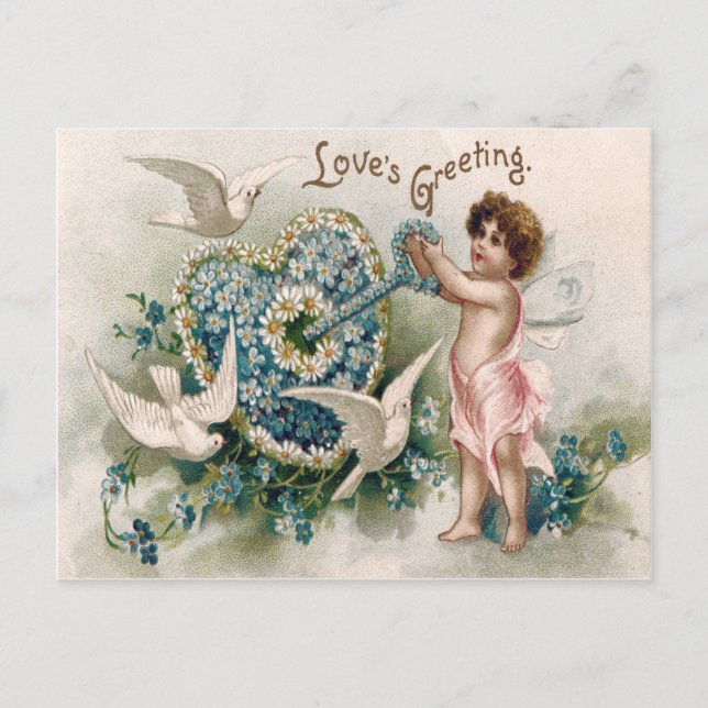 Cupid Forget-Me-Not Dove Key Daisy Postcard (Front)