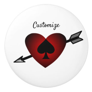 Cupid Heart Black Spade Thunder_Cove Ceramic Knob