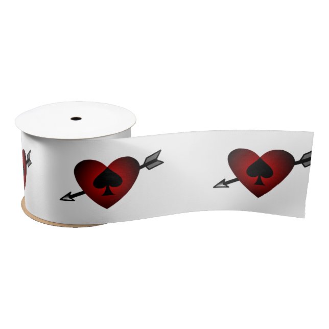 Cupid Heart Black Spade Thunder_Cove Satin Ribbon (Spool)
