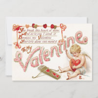 Cupid Heart Bow Arrow Mend Wedding Invitation