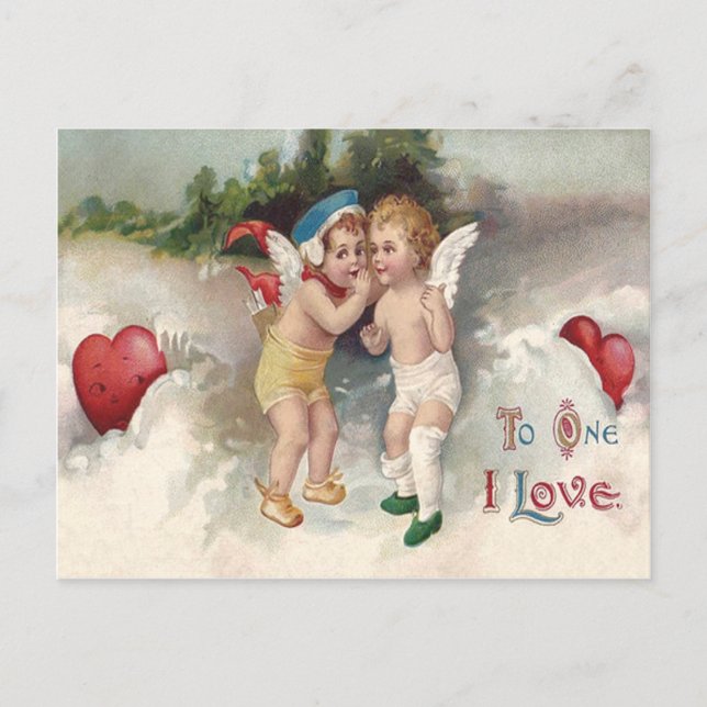 Cupid Heart Snow Cherub Angel Postcard (Front)