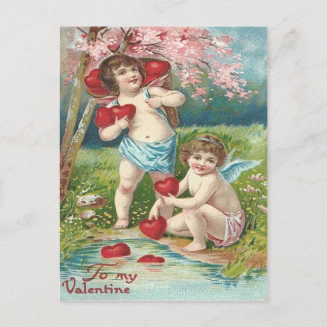 Cupid Heart Tree Pond Postcard (Front)