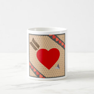 Cupid Heart with Arrow Romantic Valentines Pattern Coffee Mug