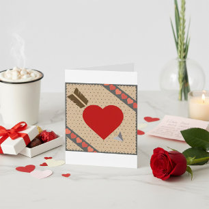Cupid Heart with Arrow Romantic Valentines Pattern Holiday Card
