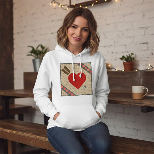 Cupid Heart with Arrow Romantic Valentines Pattern Hoodie