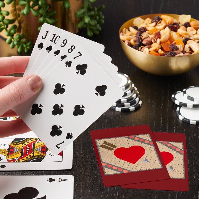 Cupid Heart with Arrow Romantic Valentines Pattern Playing Cards (Creator Uploaded)