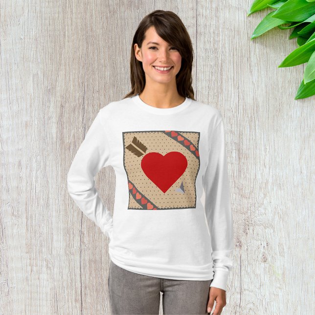 Cupid Heart with Arrow Romantic Valentines Pattern T-Shirt (Creator Uploaded)