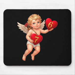 Cupid Holding 6 And 7 Hearts Valentine Meme Cute Mouse Pad