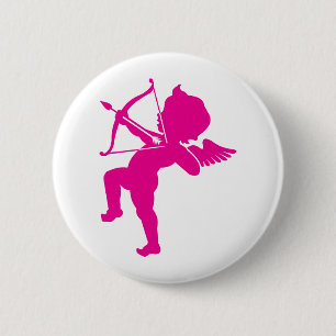 Cupid - Hot Pink Cupid's Bow and Arrow of Love 6 Cm Round Badge
