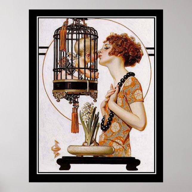 Cupid in a Cage Art Deco Print (Front)