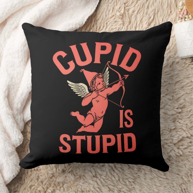 Cupid Is Stupid Funny Valentine’s Day Cushion (Blanket)