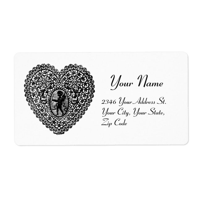 CUPID LACE HEART, Black and White (Front)