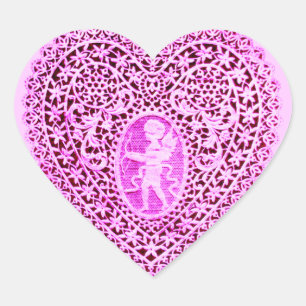 CUPID LACE HEART  ,Pink Violet Black Sticker