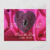 CUPID LACE HEART SILK FUCHSIA CLOTH , Pink Black