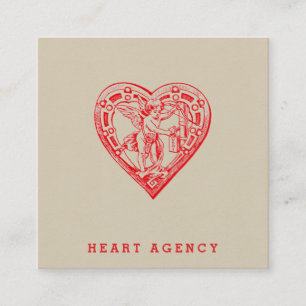 Cupid Mailing Valentine Vintage Heart Square Business Card