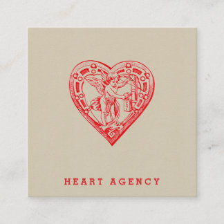 Cupid Mailing Valentine Vintage Heart Square Business Card