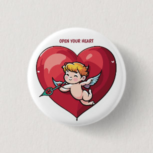 Cupid on Red Heart 3 Cm Round Badge