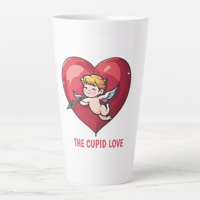 Cupid on Red Heart Latte Mug (Front)
