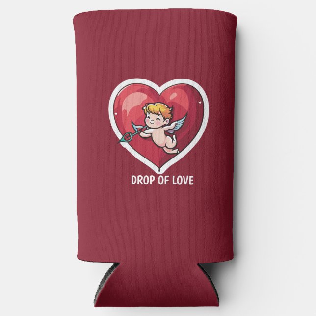 Cupid on Red Heart Seltzer Can Cooler (Front)