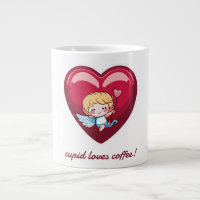 Cupid on Red Heart with Pink Arrow Head