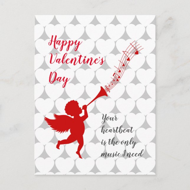 Cupid playing music on Valentine's Day Postcard (Front)