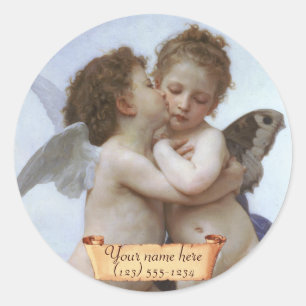 Cupid & Psyche Pre-Raphaelite Bookplate Classic Round Sticker