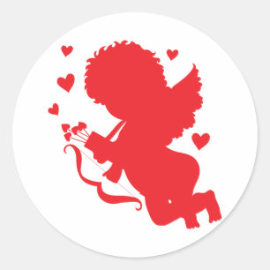 Cupid Red Silhouette Classic Round Sticker