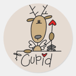 Cupid Reindeer Christmas Tshirts and Gifts Classic Round Sticker