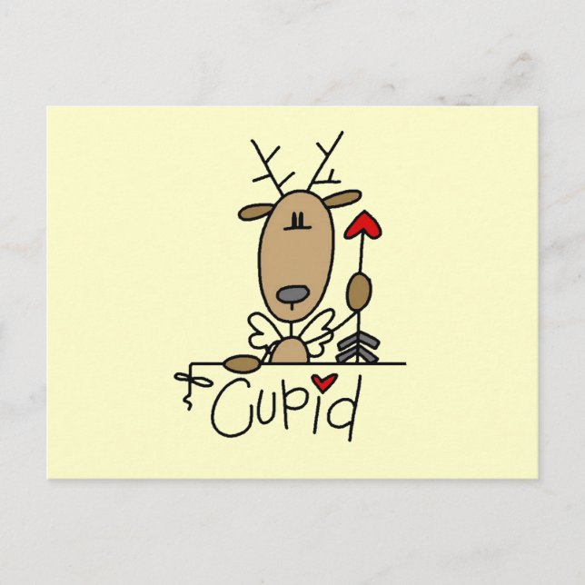 Cupid Reindeer Christmas Tshirts and Gifts Holiday Postcard (Front)