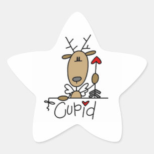 Cupid Reindeer Christmas Tshirts and Gifts Star Sticker