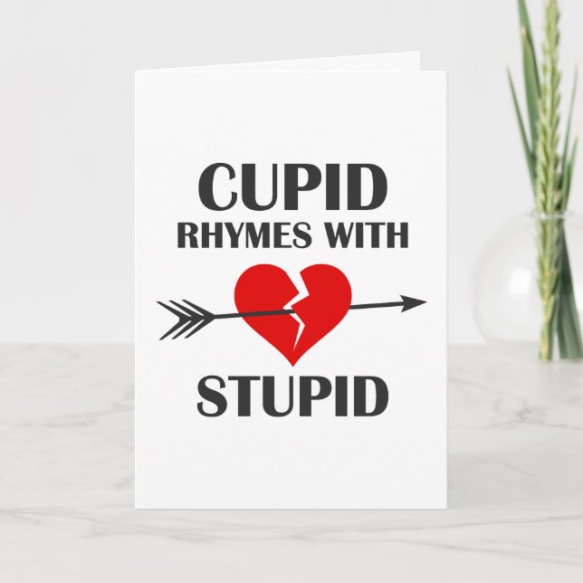 Cupid Rhymes With Stupid Valentines Day Holiday Card (Front)