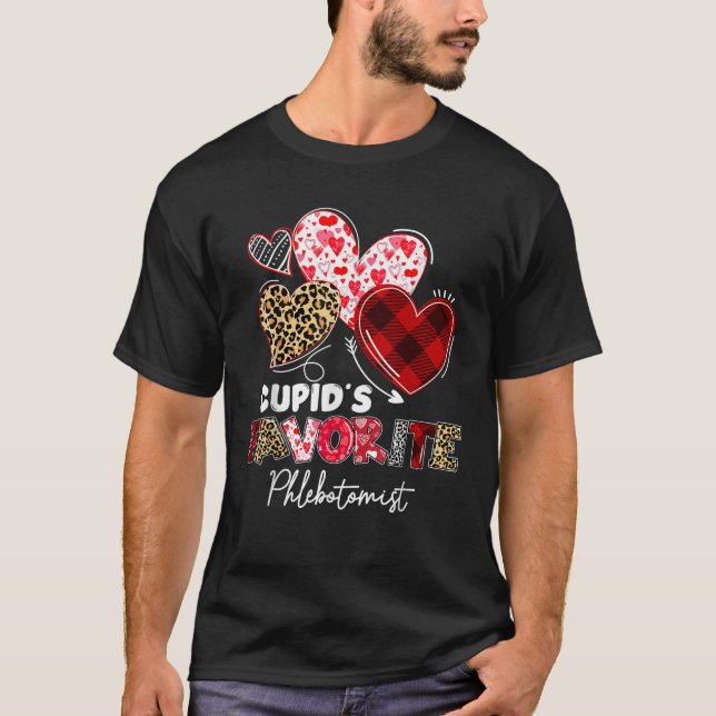 Cupid s Favorite Phlebotomist Valentine Phlebotomy T-Shirt (Front)